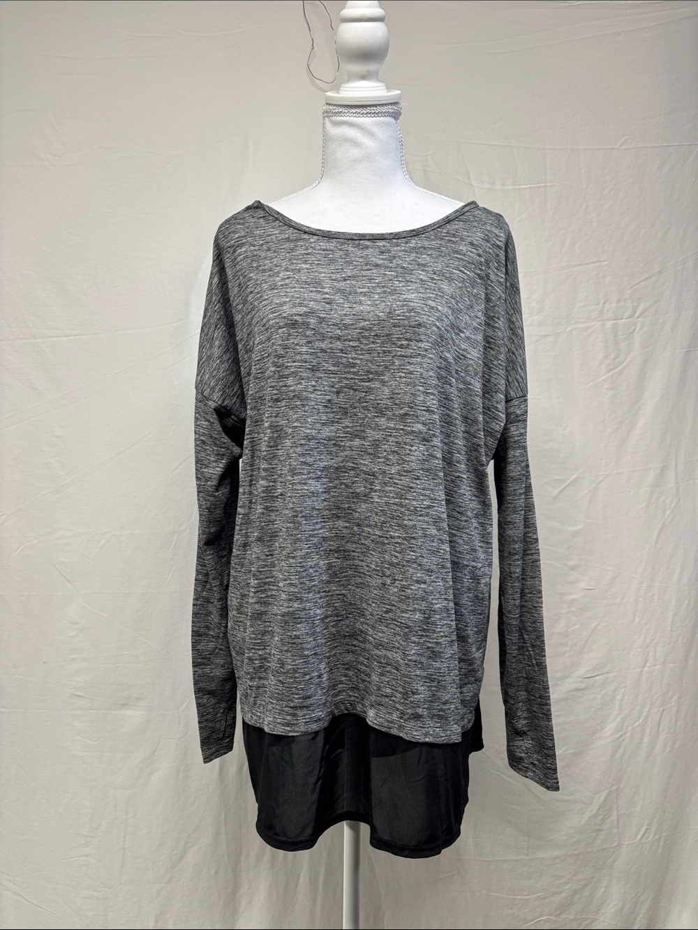Danskin Now Gray Layered Long-Sleeve Tunic Top